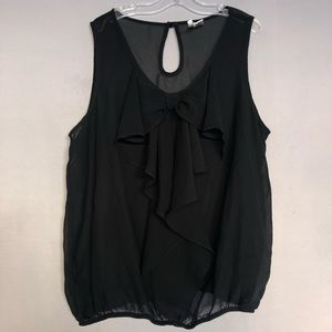 6 Degrees sheer black tank top with bow